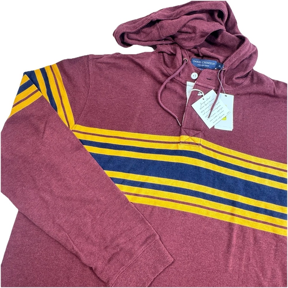 Daniel Cremieux NWT Y2K VTG 100% Cotton Striped Long Sleeve Hooded XL